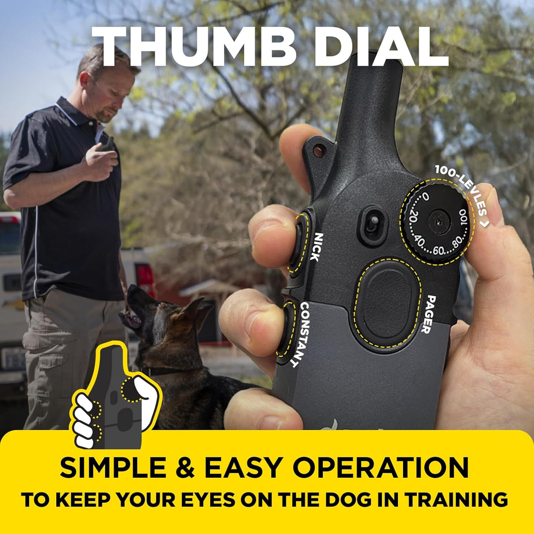 Dogtra 200iQ manufacturer image showing its front thumb dial and remote controls