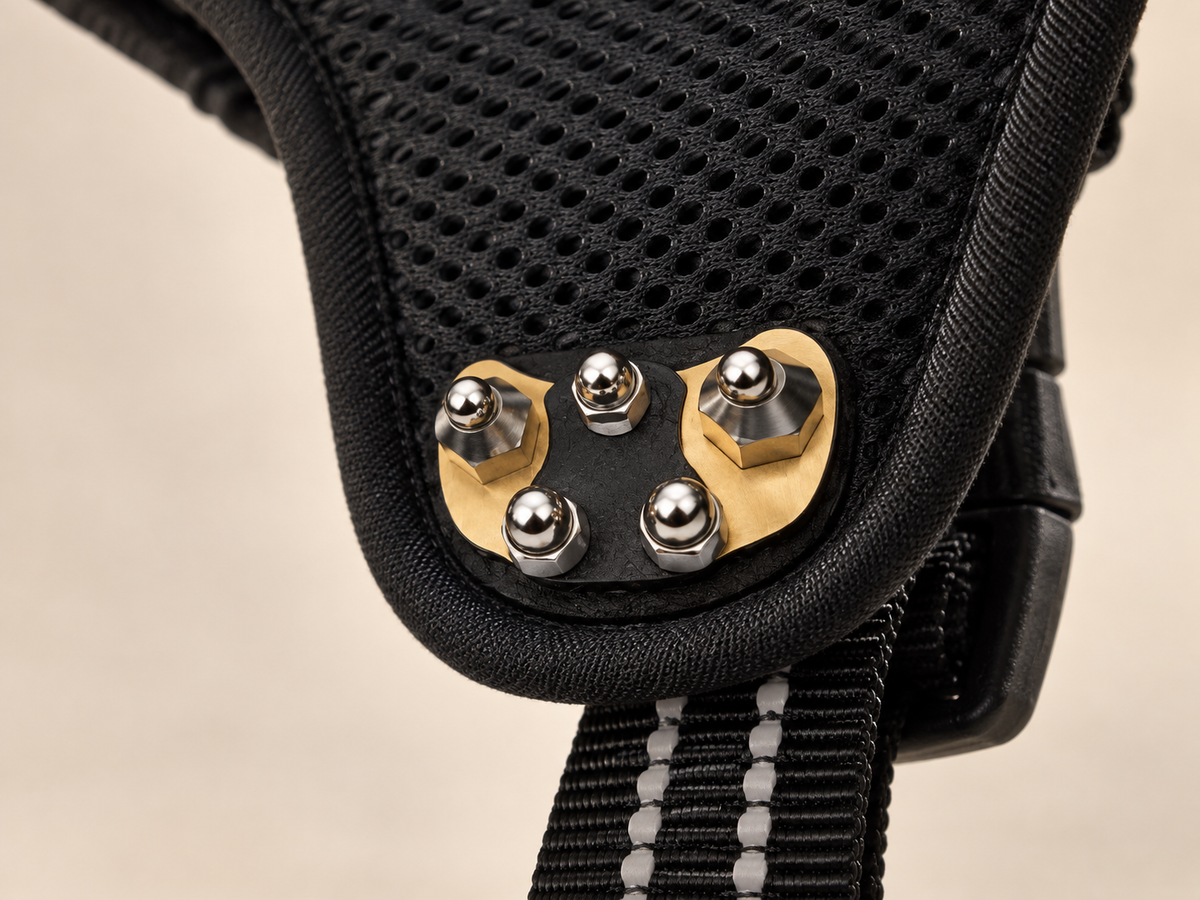 Close-up of the Relay Harness inward-facing multi-point comfort pad.