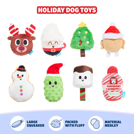 Barkbox Dog Advent Calendar – Holiday Gift Box with 8 Festive Plush Dog Toys & 16 Bakery-Style Treats – Squeaky, Fluffy & Crunchy Surprises for Small to Large Dogs