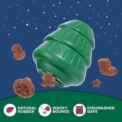 Barkbox O’Christmas Tree & Treat Set – Durable Treat-Dispensing Rubber Dog Toy with Pumpkin Treats – Fun Stocking Stuffer for Strong Chewers