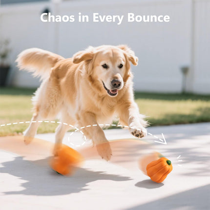 BluBrk Halloween Dog Toys for Aggressive Chewers - Tough Squeaky Pumpkin Chew Toys for Large Dogs Interactive Indoor & Outdoor Toy