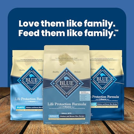 Blue Buffalo Life Protection Formula Adult Small Bite Dry Dog Food, Helps Build and Maintain Strong Muscles, Made with Natural Ingredients, Chicken & Brown Rice Recipe, 15-lb. Bag
