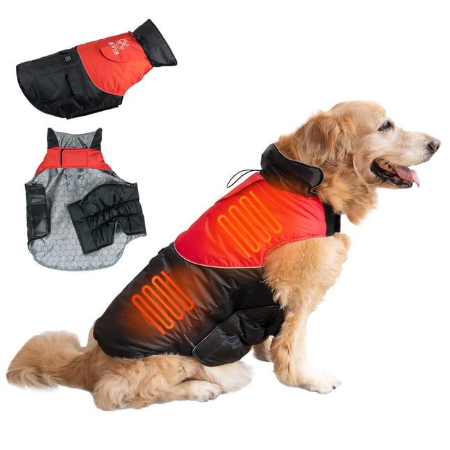 BUVUB Heated Dog Winter Jacket with Power Bank, Graphene Heat Coating, Water Resistant Fabric, Cat & Dog Coat (Medium)