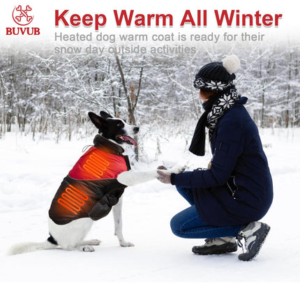 BUVUB Heated Dog Winter Jacket with Power Bank, Graphene Heat Coating, Water Resistant Fabric, Cat & Dog Coat (Medium)