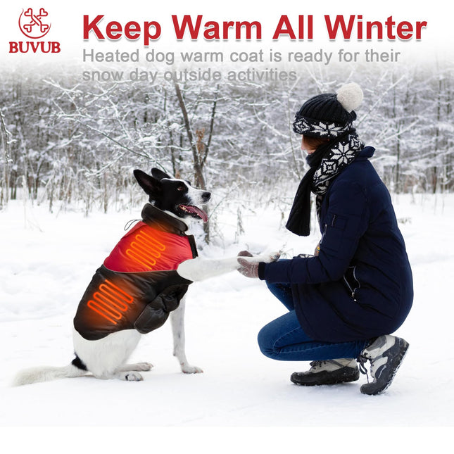 BUVUB Heated Dog Winter Jacket with Power Bank, Graphene Heat Coating, Water Resistant Fabric, Cat & Dog Coat (Medium)