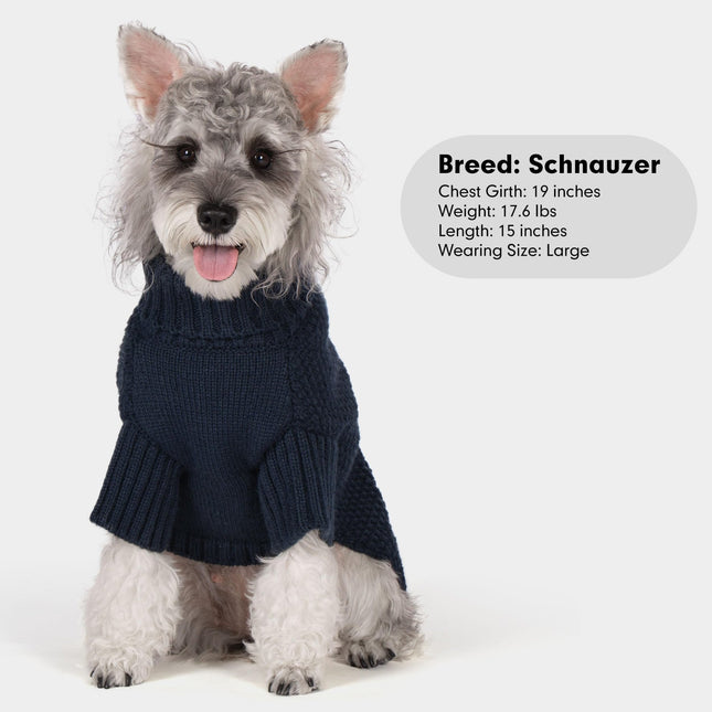 cyeollo Warm Small Dog Sweater, Knit Cold Weather Doggy Sweaters for Small Dogs Boy Pullover Winter Dog Clothes with Turtleneck for Indoor & Outdoor Wear, Navy M
