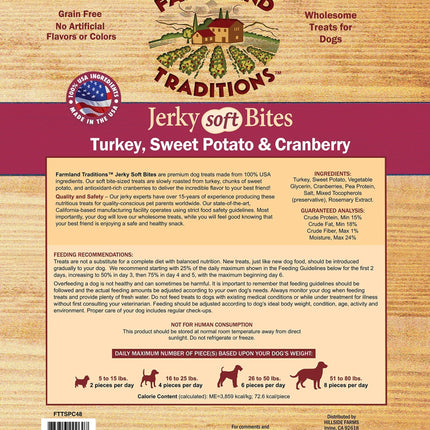 Farmland Traditions USA Made 3 lbs. Turkey, Sweet Potato, Cranberry Soft Jerky Bite Dog Treats