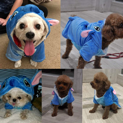 Gimilife Pet Costume, Dog Hoodie,Pet Xmas Pajamas Outfit, Pet Coat for Small Medium Large Dogs and Cats,Pet Disney Stitch Cartoon,Halloween and Winter -S