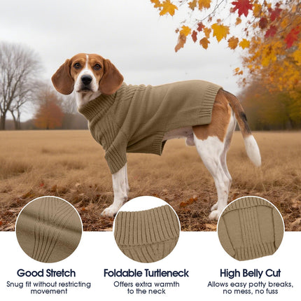 IECOii XL Dog Sweater,Winter Doggy Clothes for Large Dogs Girl Boy,Warm Pullover Soft Dog Sweater Turtleneck,Lightweight & Good Stretch for Active Dogs Like Beagle,Border Collie (Camel,XLarge)