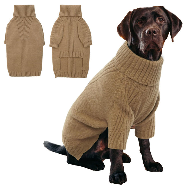 IECOii XL Dog Sweater,Winter Doggy Clothes for Large Dogs Girl Boy,Warm Pullover Soft Dog Sweater Turtleneck,Lightweight & Good Stretch for Active Dogs Like Beagle,Border Collie (Camel,XLarge)