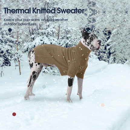 IECOii XL Dog Sweater,Winter Doggy Clothes for Large Dogs Girl Boy,Warm Pullover Soft Dog Sweater Turtleneck,Lightweight & Good Stretch for Active Dogs Like Beagle,Border Collie (Camel,XLarge)