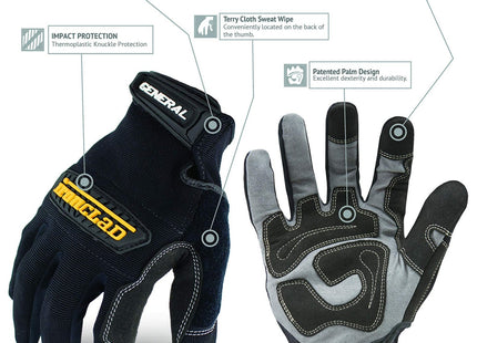 Ironclad GUG05XL General Utility Spandex Gloves, Black, X-Large, Pair