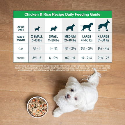 JustFoodForDogs Frozen Fresh Dog Food, Complete Meal or Topper, Chicken & Rice Human Grade Recipe, 18 oz (Pack of 7)