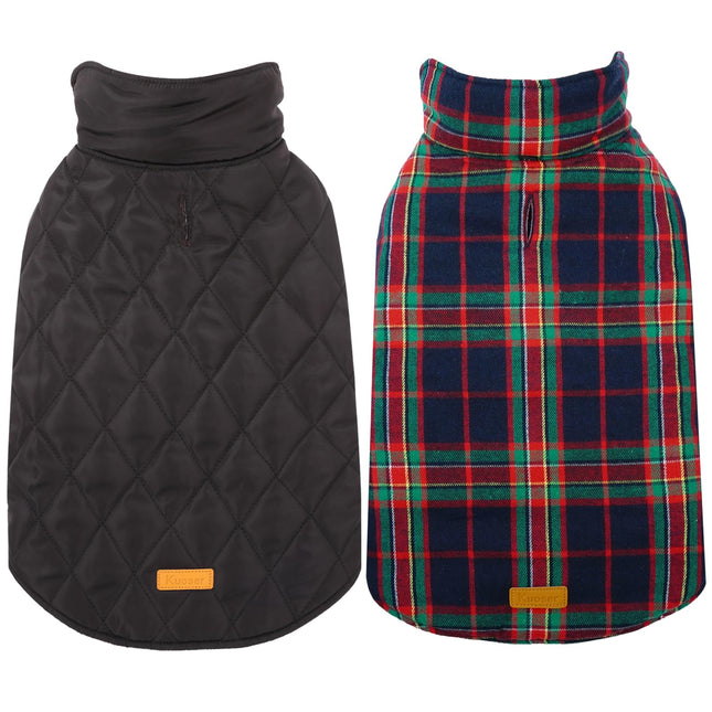 Kuoser Waterproof Dog Coat, Reversible Dog Jacket for Medium Dogs, Adjustable Durable Doggie Winter Coat Warm Puppy Cold Weather Apparel from Small to Large Breed, RoyalBlue M