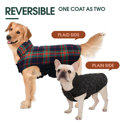 Kuoser Waterproof Dog Coat, Reversible Dog Jacket for Medium Dogs, Adjustable Durable Doggie Winter Coat Warm Puppy Cold Weather Apparel from Small to Large Breed, RoyalBlue M