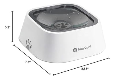 LumoLeaf No Spill Water Bowl for Dogs, Slow Feeder for Messy Drinkers, Drip-Free, Splash-Proof Design (Grey, 35oz)