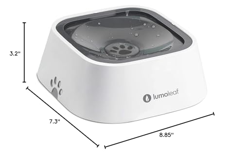 LumoLeaf No Spill Water Bowl for Dogs, Slow Feeder for Messy Drinkers, Drip-Free, Splash-Proof Design (Grey, 35oz)