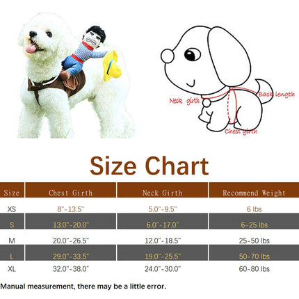 NACOCO Cowboy Rider Dog Costume for Dogs Clothes Knight Style with Doll and Hat for Halloween Day Pet Costume (S)