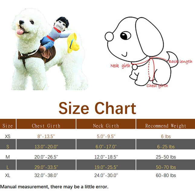 NACOCO Cowboy Rider Dog Costume for Dogs Clothes Knight Style with Doll and Hat for Halloween Day Pet Costume (S)