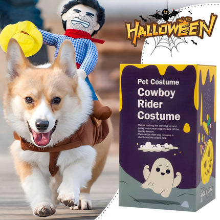 NACOCO Cowboy Rider Dog Costume for Dogs Clothes Knight Style with Doll and Hat for Halloween Day Pet Costume (S)