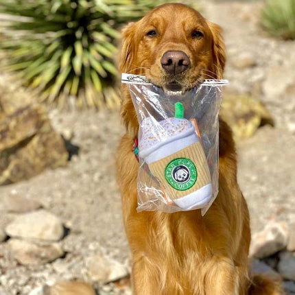 Nestpark Parody Star Pups Coffee Dog Toy Pup'kin Spice Latte - Funny Plush Squeaky Crinkle Dog Toys for Medium, Small and Large for Dog Birthday