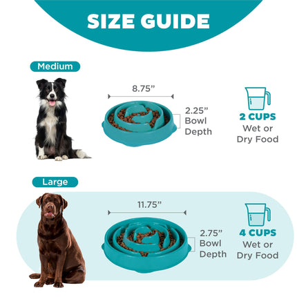 Outward Hound Fun Feeder Slo Bowl, Large Slow Feeder Dog Bowl, 4 Cups, Turquoise