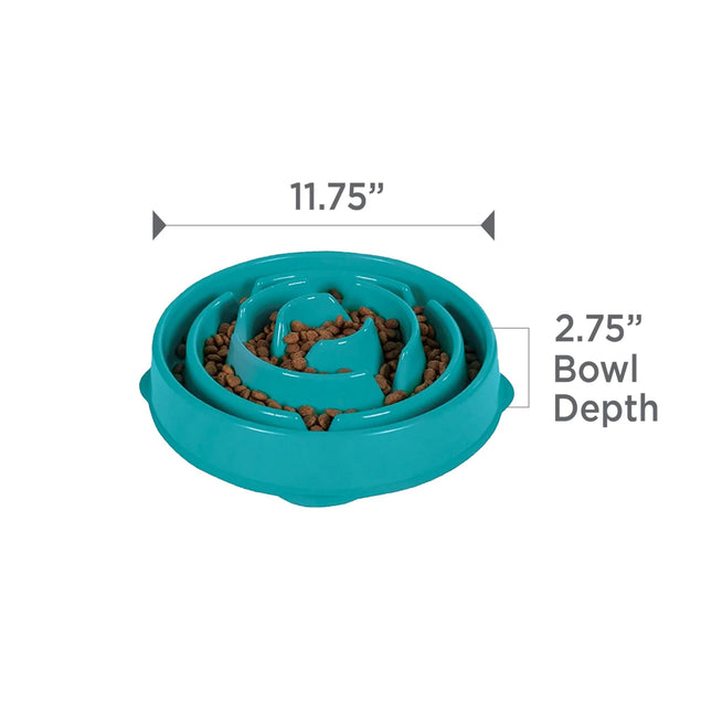 Outward Hound Fun Feeder Slo Bowl, Large Slow Feeder Dog Bowl, 4 Cups, Turquoise