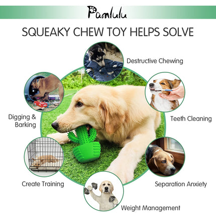 Pamlulu Dog Chew Toys Dog Toothbrush Stick Teeth Cleaning Brush Dental for Medium Large Dog, Puppy Christmas Easter Birthday Gifts, Outdoor Squeaky Toys for Aggressive Chewers Interactive Tough Toys