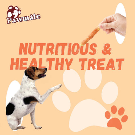 Pawmate Dog Treats Pumpkin Biscuits Chicken Wrapped, Healthy Chewy Snacks High Fiber Low Fat, Training Treats for Small Medium Large Dogs, 10.6 oz