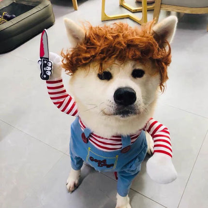 Pet Deadly Dog Costume, Cute Dog Cosplay Halloween Christmas Funny Pet Clothes Party Costume for Small Medium and Large Dogs (Small)