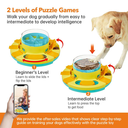 Potaroma Dog Puzzle Toy 2 Levels, Slow Feeder, Pup Food Treat Feeding Dispenser for IQ Training and Entertainment for All Breeds 4.2 Inch Height