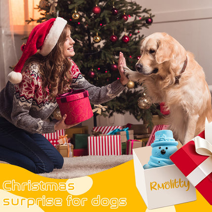 Rmolitty Christmas Dog Toys, Squeaky Dog Toys for Aggressive Chewers, Indestructible Tough Dog Chew Toys for Large Medium Breed Dog with Non-Toxic Natural Rubber (Blue)