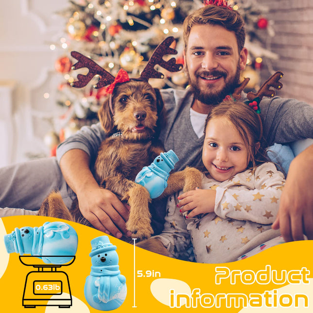 Rmolitty Christmas Dog Toys, Squeaky Dog Toys for Aggressive Chewers, Indestructible Tough Dog Chew Toys for Large Medium Breed Dog with Non-Toxic Natural Rubber (Blue)