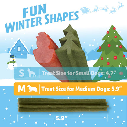WHIMZEES Wellness Holiday Dog Dental Treats, Natural Chews, Christmas Gift for Dogs, Size Medium Stick, (6 Count)