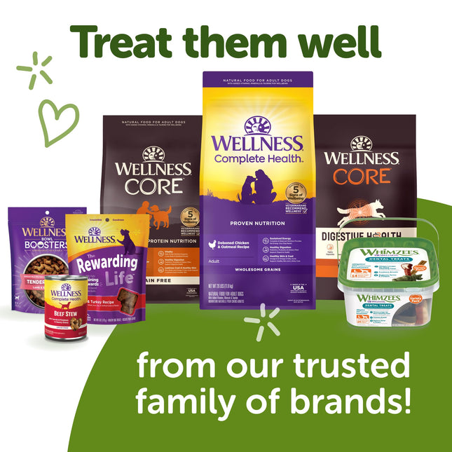 WHIMZEES Wellness Holiday Dog Dental Treats, Natural Chews, Christmas Gift for Dogs, Size Medium Stick, (6 Count)